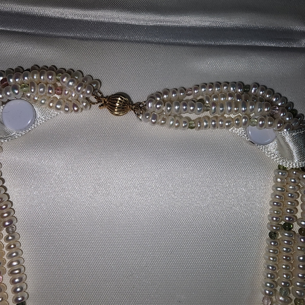 Beautiful Freshwater 4 strand Pearl Necklace with Beads Jewelry - Picture 2 of 4